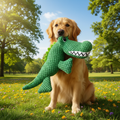 Chew Resistant Plush Dog Toy with Squeaker – Dinosaur or Crocodile