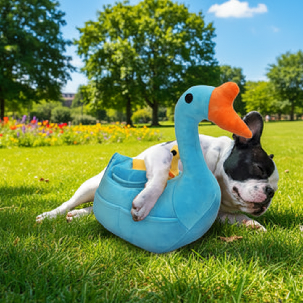 Goose Plush Dog Toy – Interactive Snuffle Puzzle