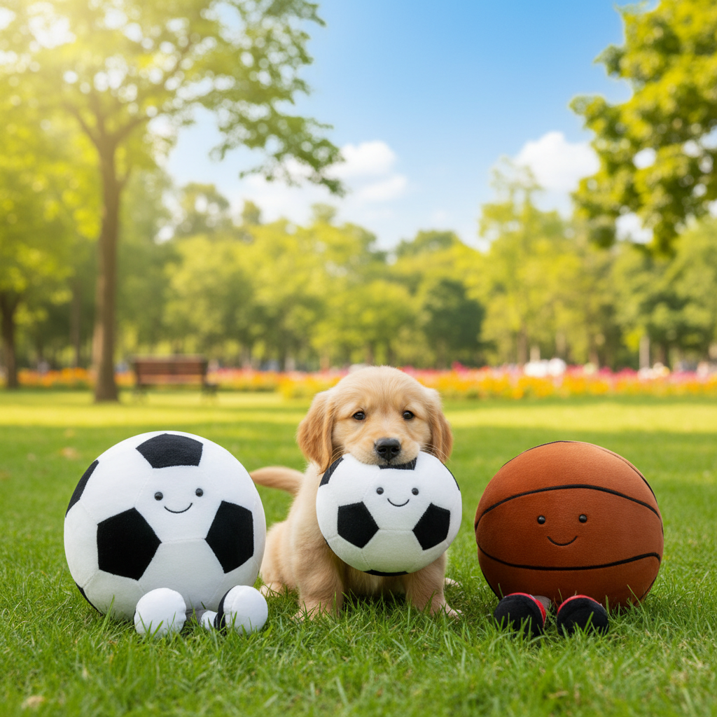 Football & Basketball Plush Dog Toy