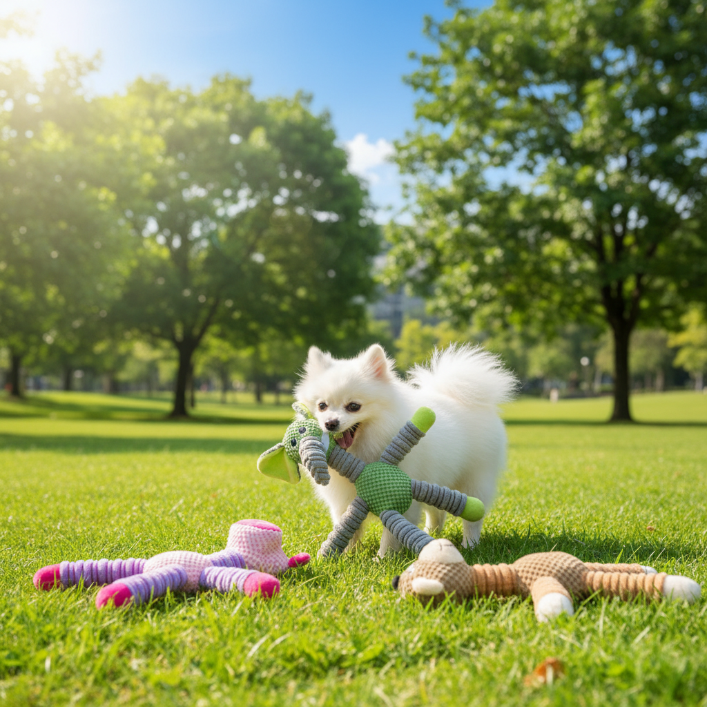 Spiral Plush Dog Toys Set for Small & Medium Dogs