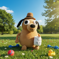 Animal Coffee Dog Plush Toy – 25cm Cotton