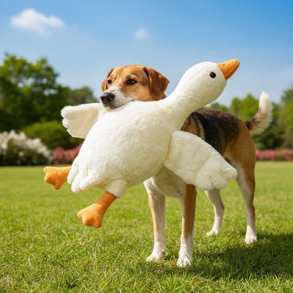 50cm Soft Goose Plush Dog Toy – Calming Anxiety Relief