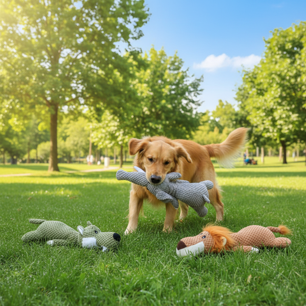 Cartoon Puppy Plush Dog Toy – Squeaky for Small Dogs