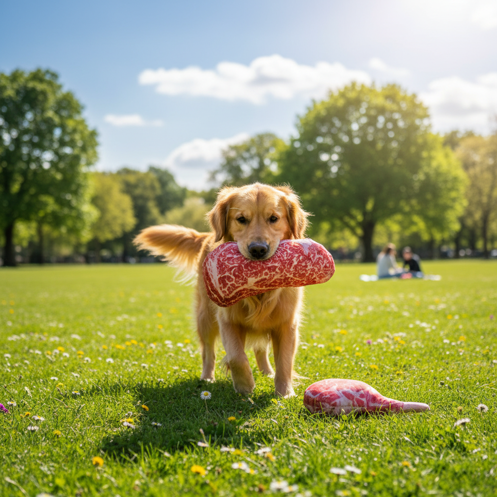 Steak Shaped Plush Dog Toy - Squeaky for Small & Medium Dogs, Interactive & Fun