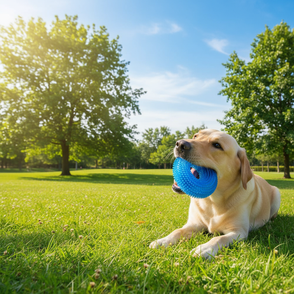Squeaky Thorn Ring Dog Toy – TPR Rubber Dental Chew for Puppies & Teeth Cleaning