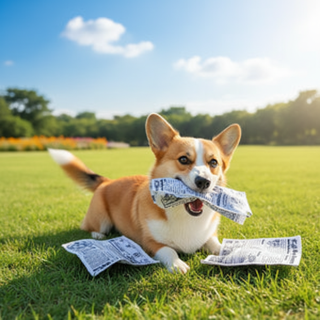 Newspaper Crinkle Squeaky Toy for Small Dogs – Teething Relief and Engaging Play