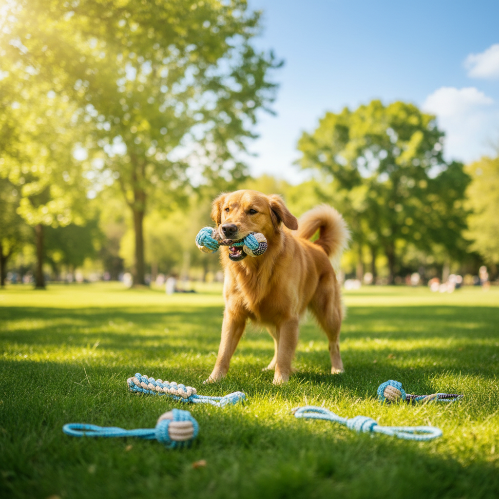 Cotton Rope Ball Toy - Interactive Toothbrush for Dogs of All Sizes