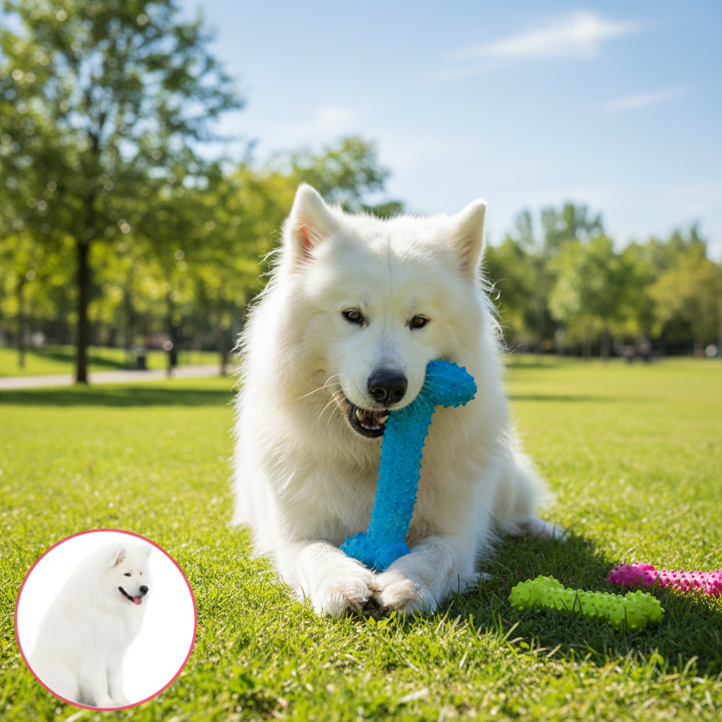 Rubber Bone Shape Chew Toy - 2 Sizes for Dogs | Durable & Dental-Friendly