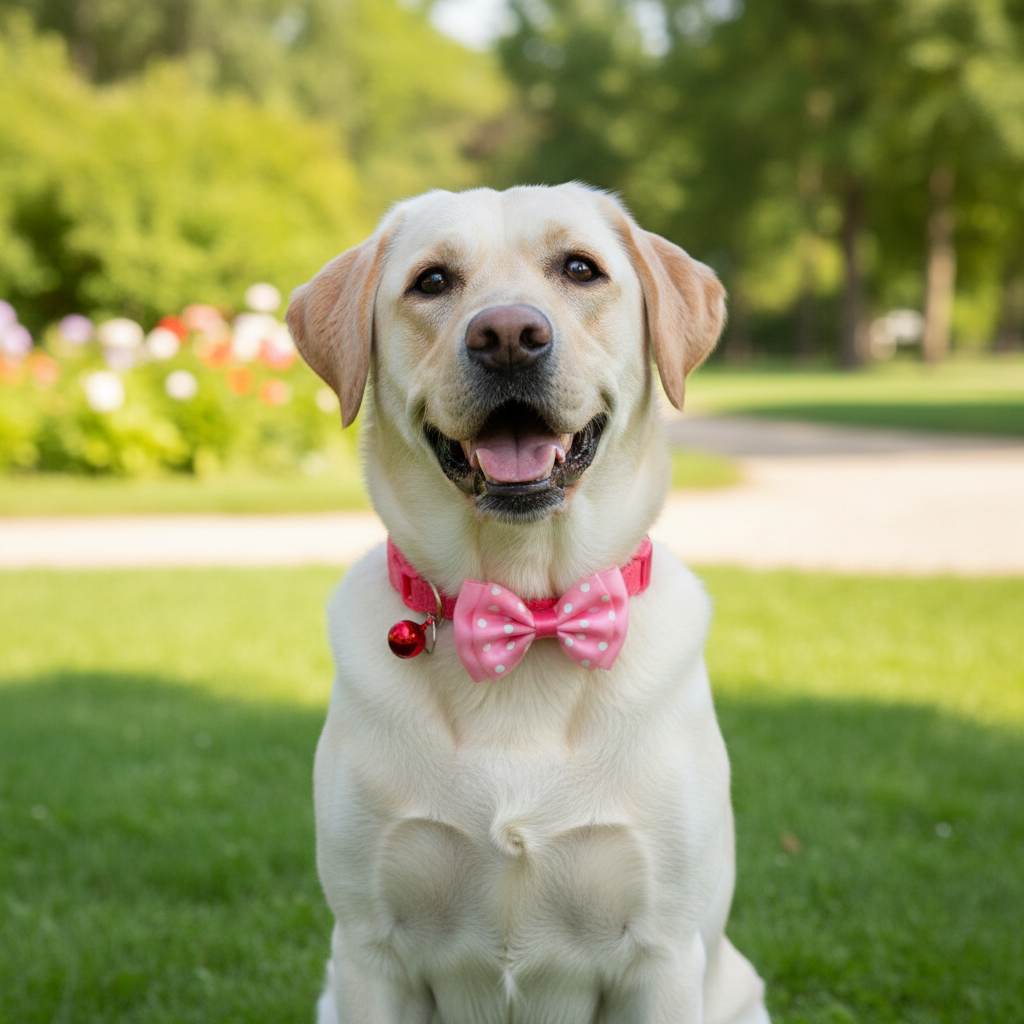 Fashionable Pet Collar With Bow Tie & Bell – Adjustable Nylon for Small Dogs