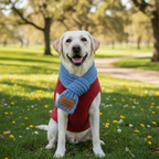 Korean Style Knitted Dog Scarf – Winter Warm Bow, One Size