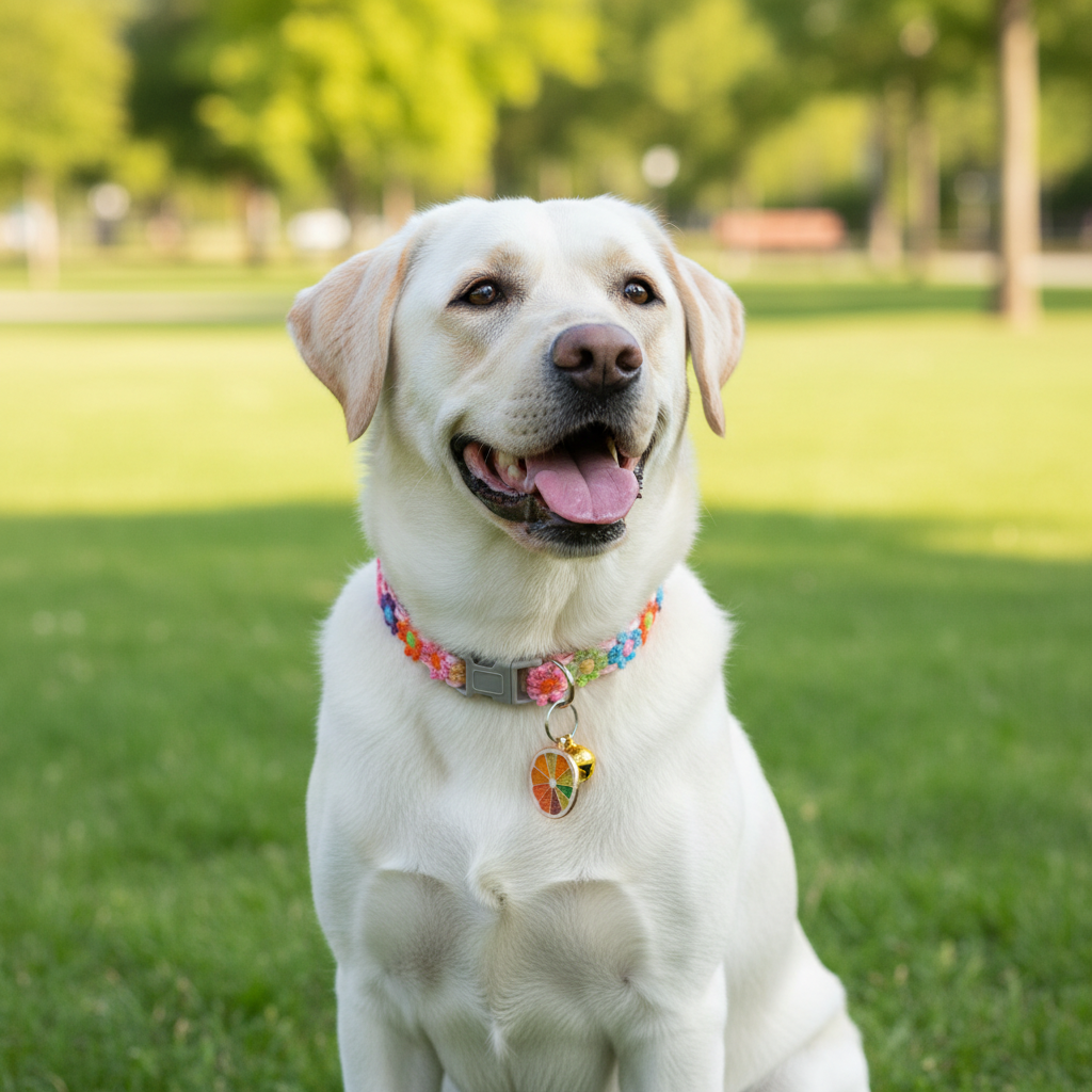 Colorful Lace Flower Dog Collar with Bell – Adjustable 20–30cm