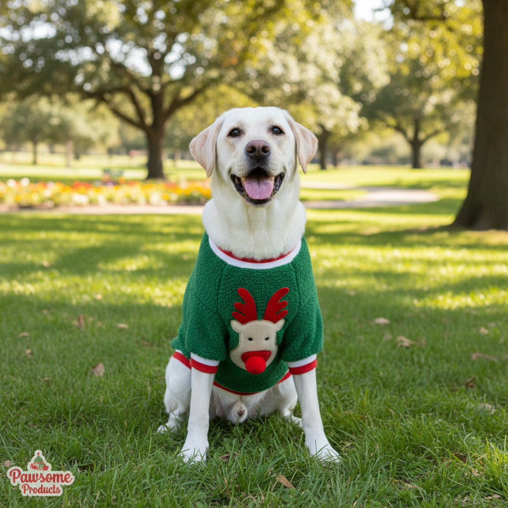 Nonecn Winter Dog Hoodie | Green Elk Print | XS Small Dogs