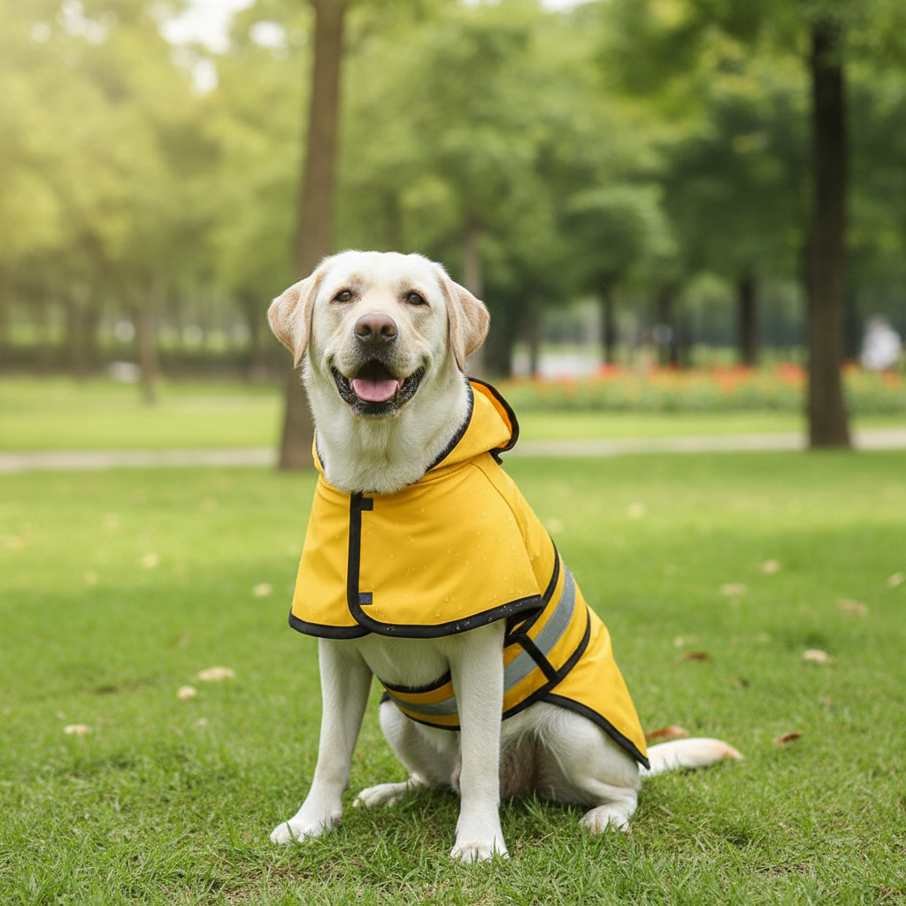 Waterproof Windproof Dog Raincoat – Adjustable Polyester Jacket