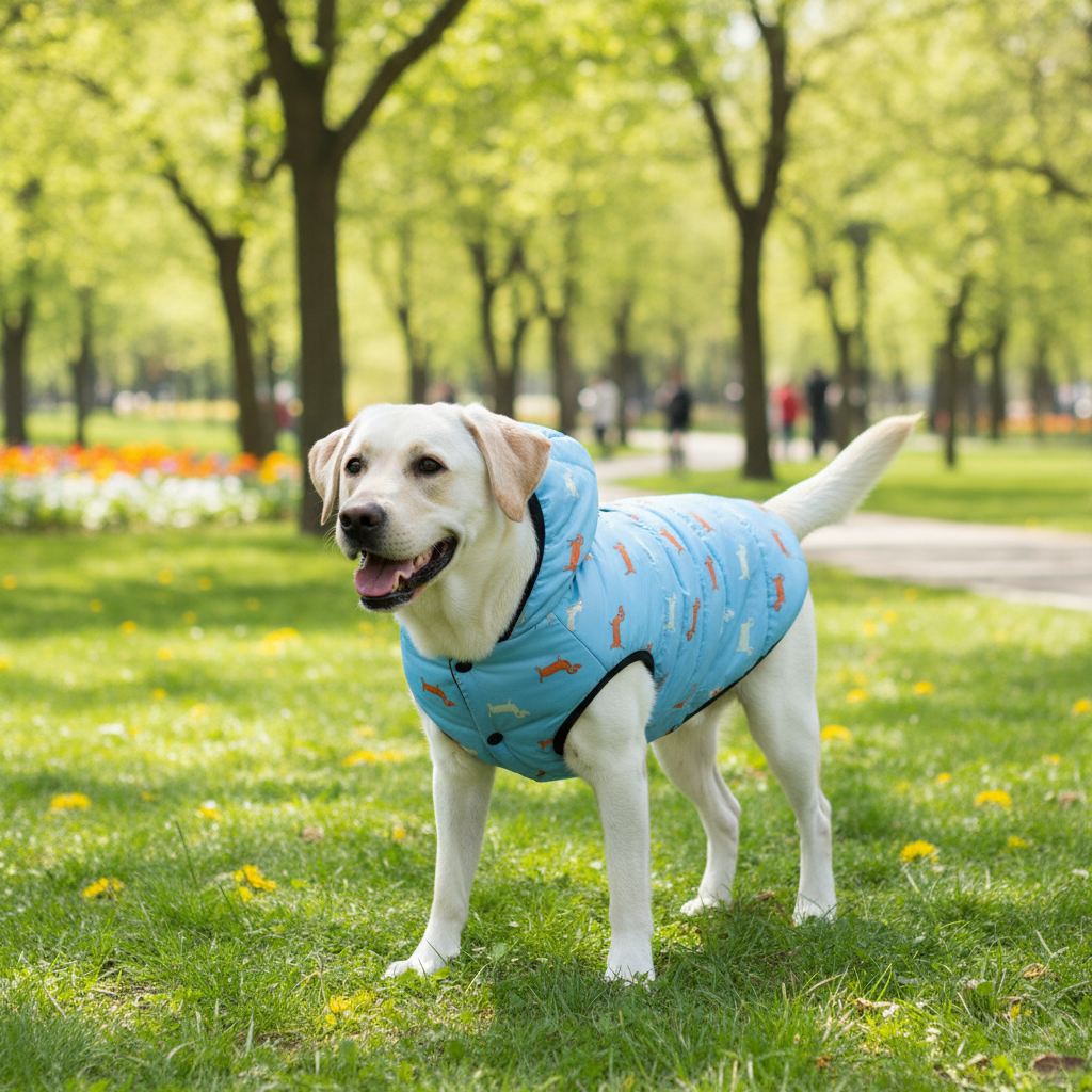 Dog Hooded Down Jacket – Winter Coat with Leash Ring