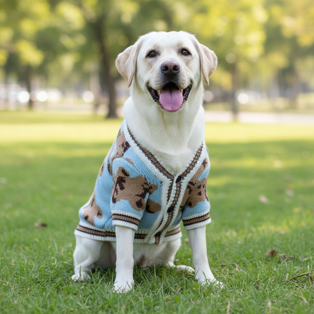 Luxury Striped Dog Cardigan – Cotton Warm Sweater Coat