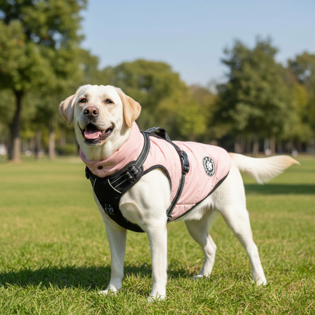 Winter Dog Coat Hoodie with Zipper Harness – Fleece Lined