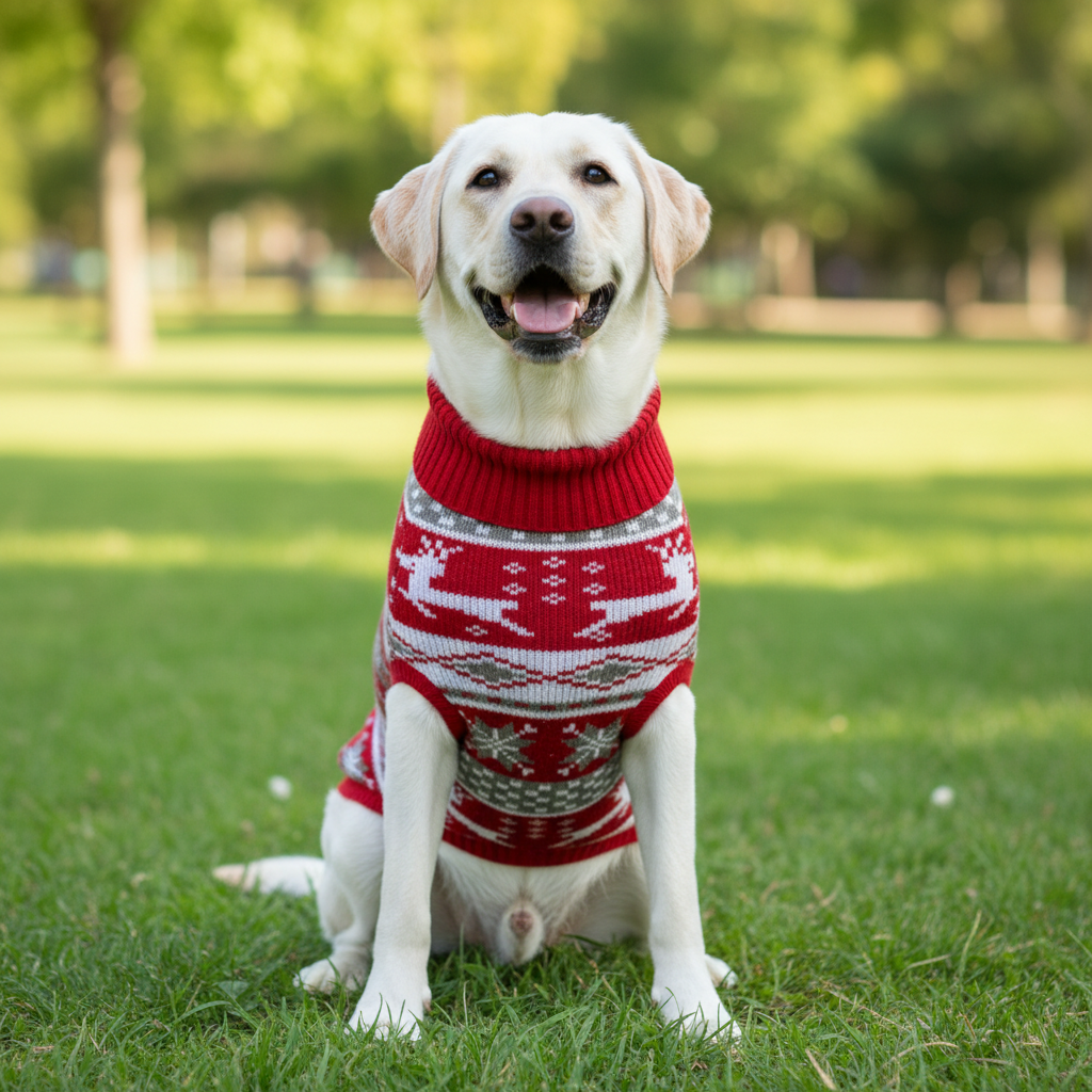 Christmas Dog Sweater – Red Wool Knit Holiday Pullover