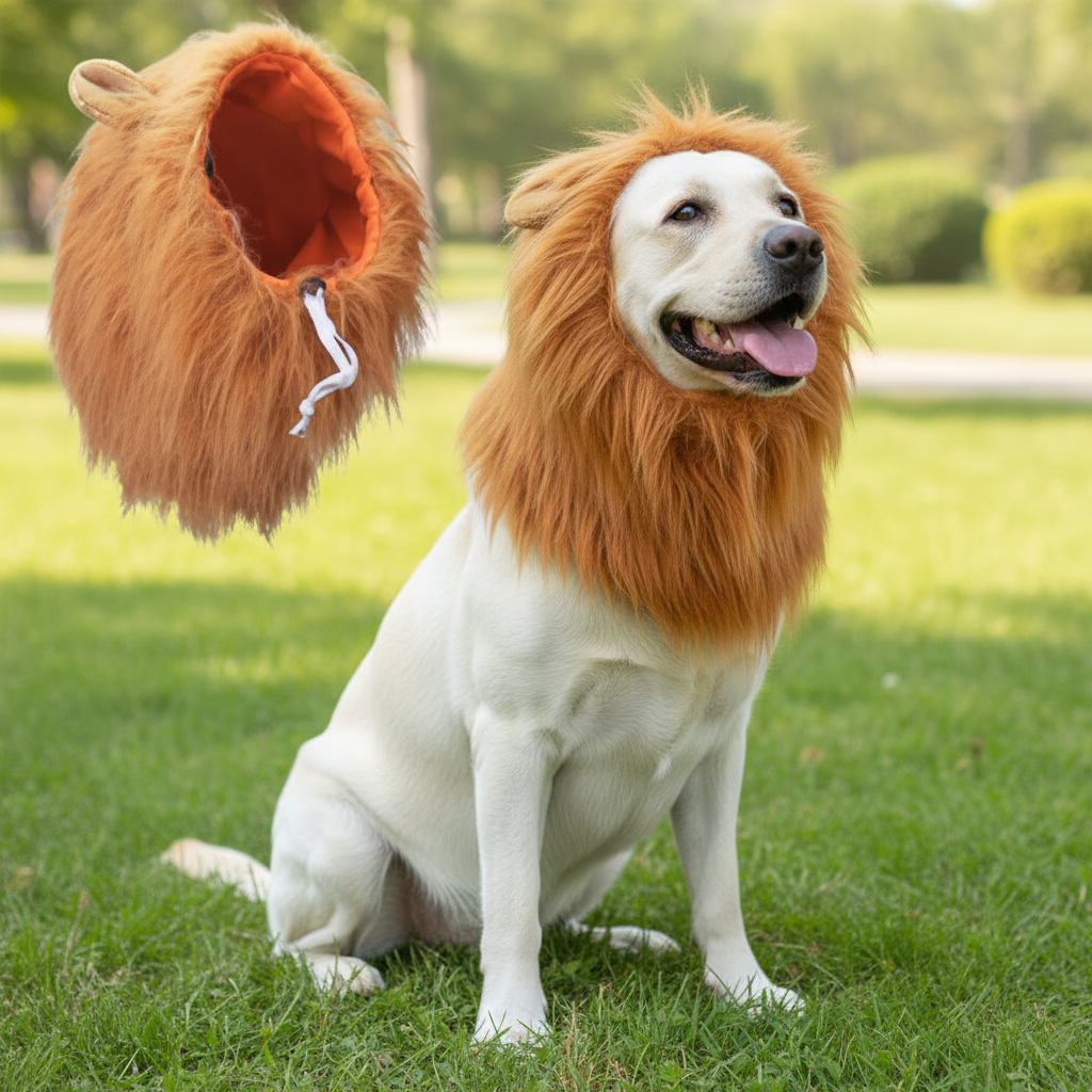 Dog Lion Mane Costume – Realistic Wig for Large Dogs