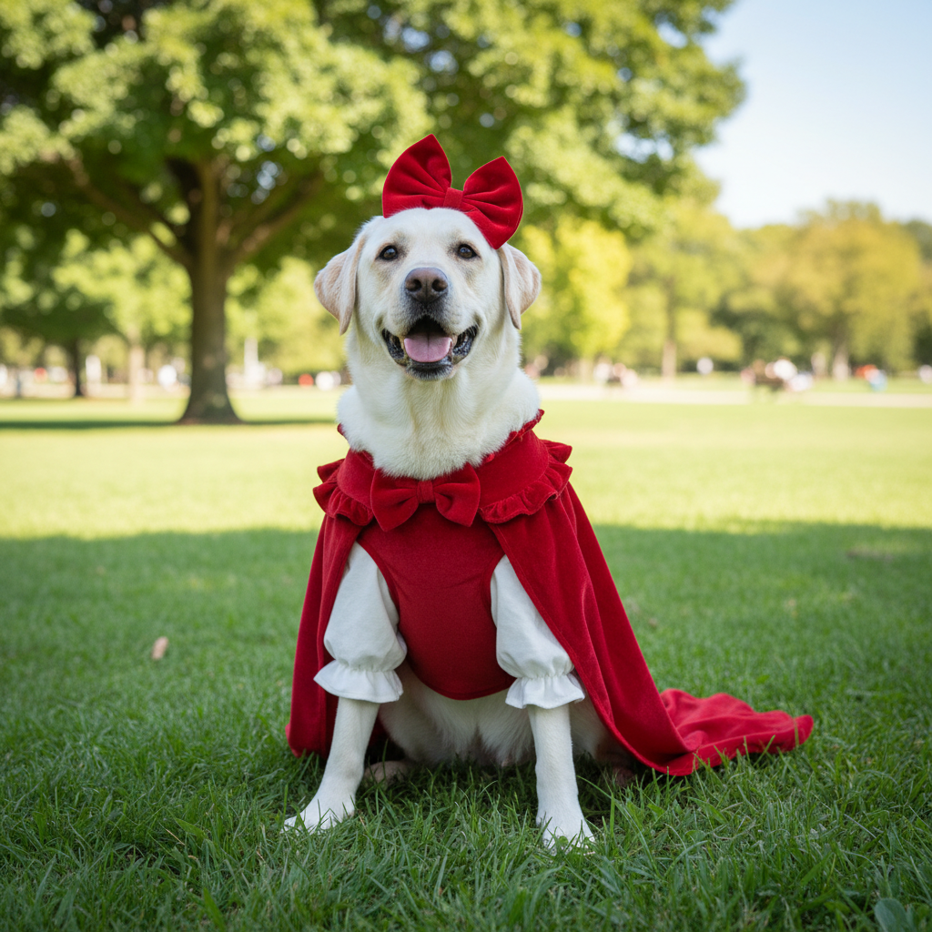 Winter Corduroy Dog Dress Set – Red Bow Outfit XS-XXL