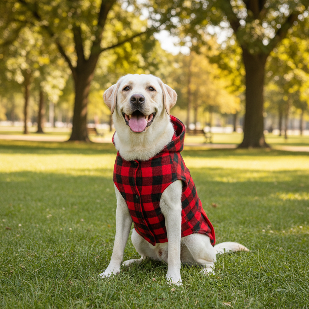Reversible Plaid Dog Winter Coat – Fleece Lined Warm Jacket