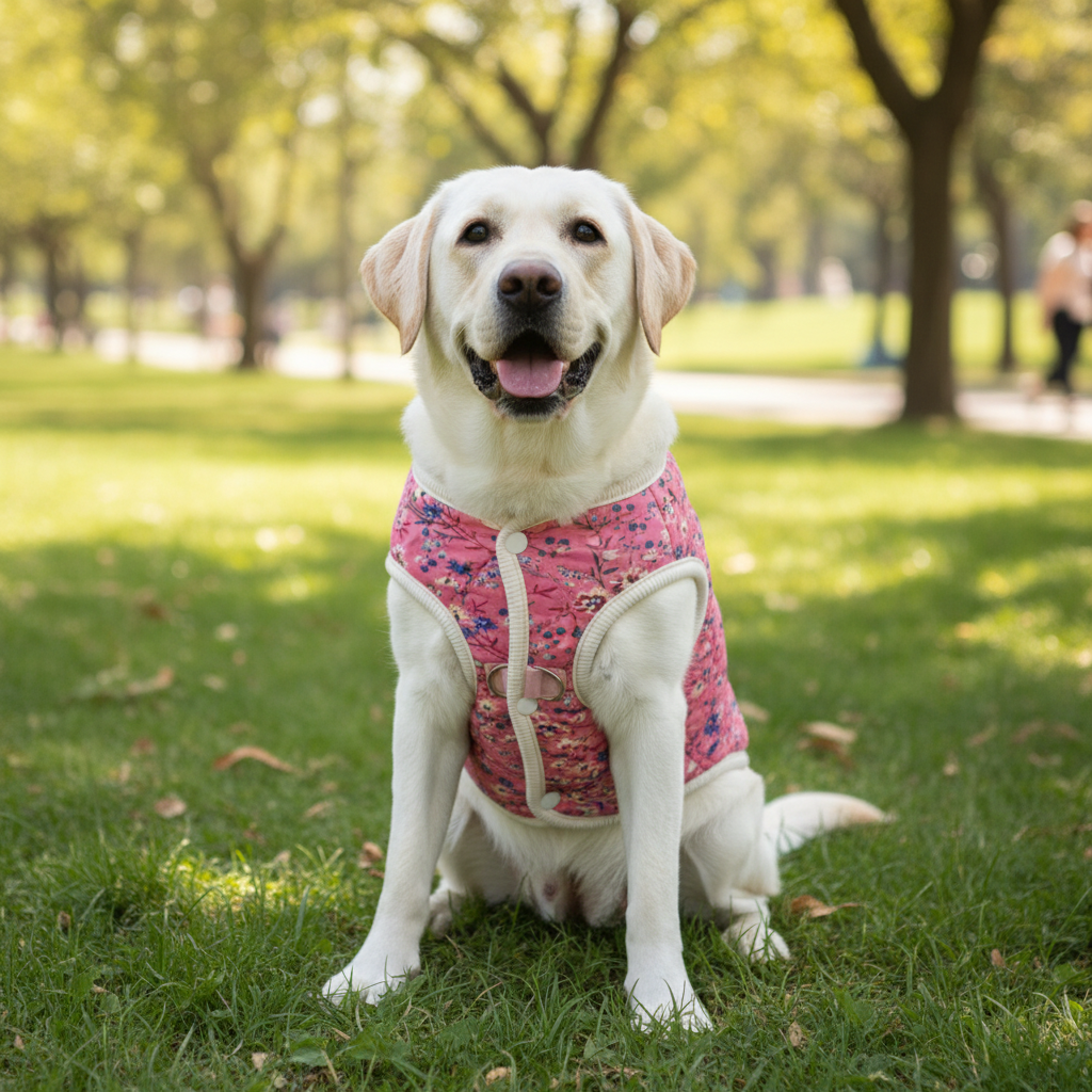 Floral Dog Vest Coat – Cotton Winter Fleece Jacket for Small Dogs