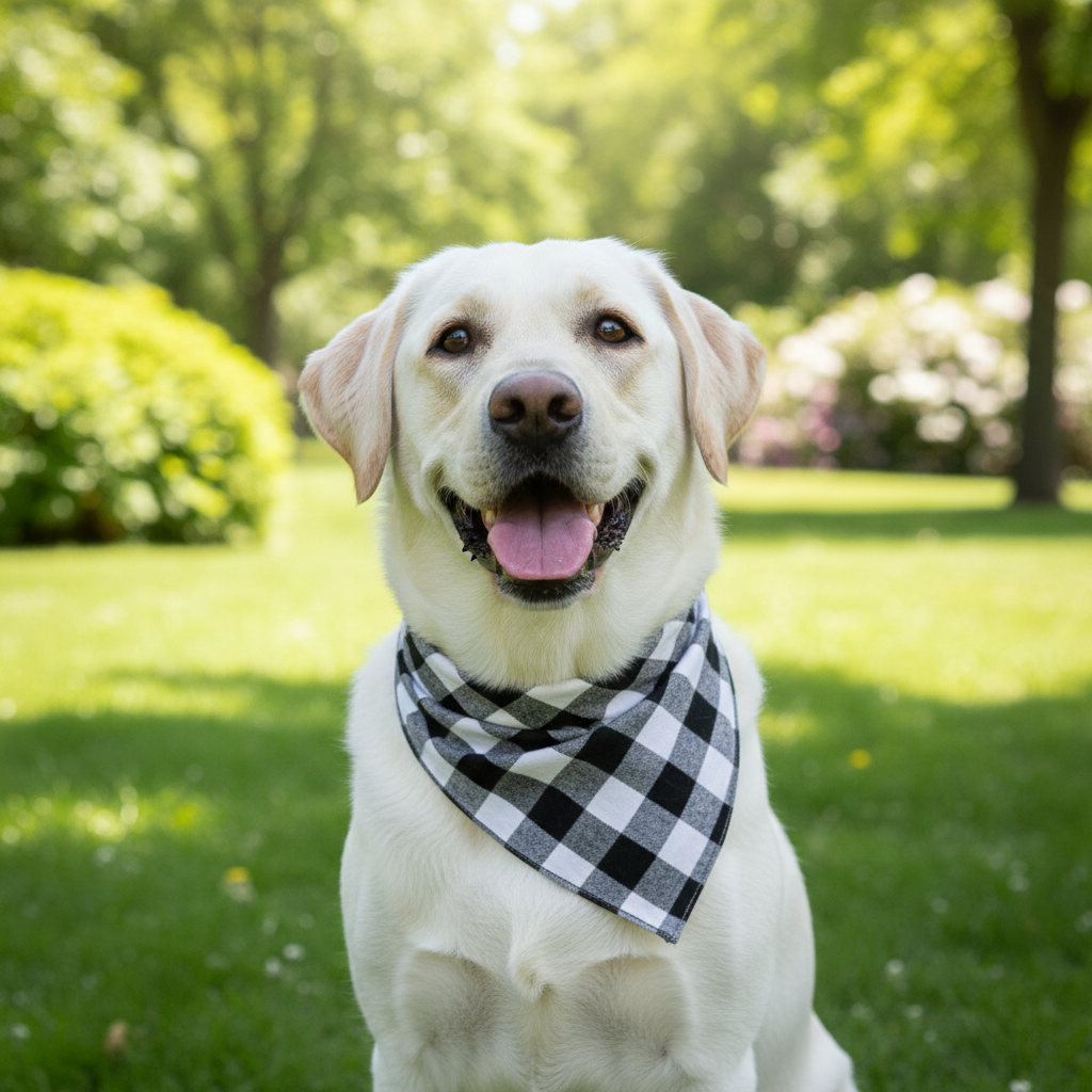 Large Plaid Dog Bandana Scarf – Soft Washable Cotton Red