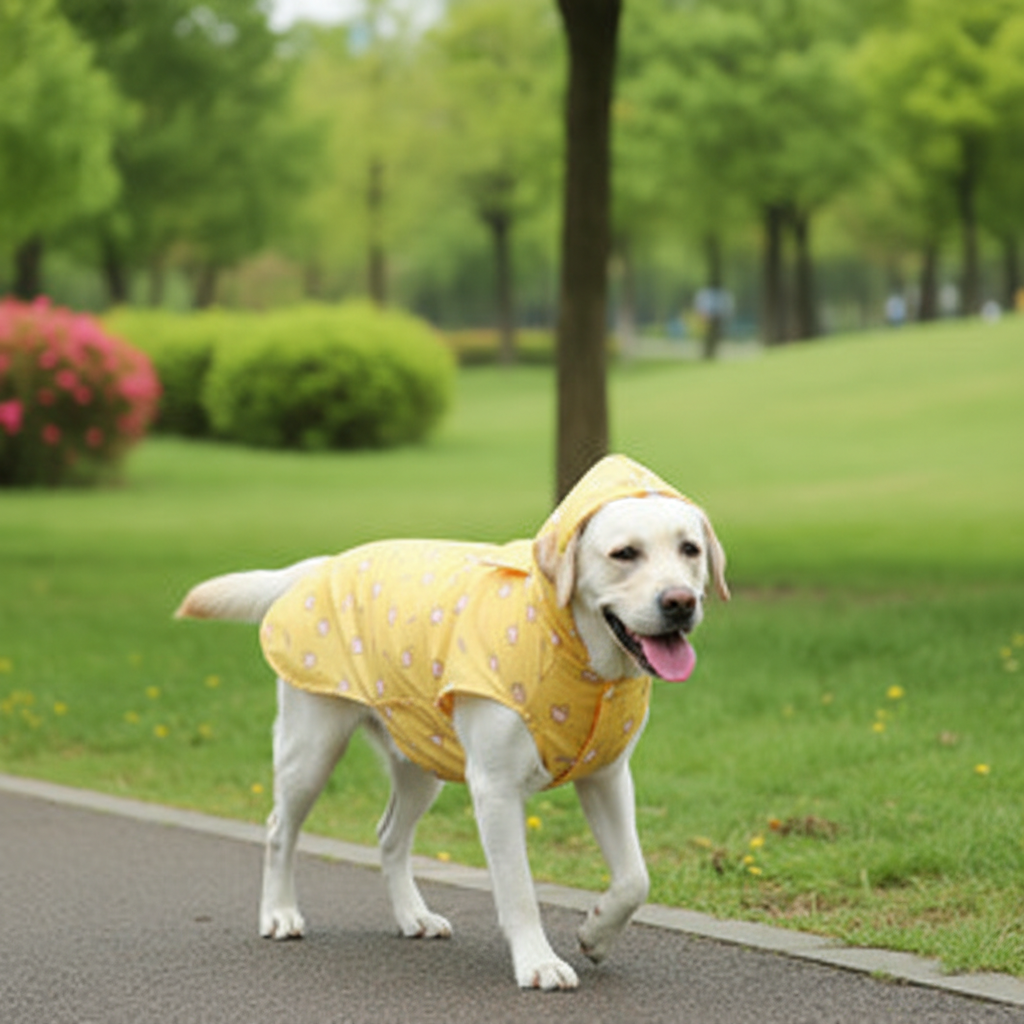 Waterproof Dog Raincoat – Lightweight Blue Polyester Jacket