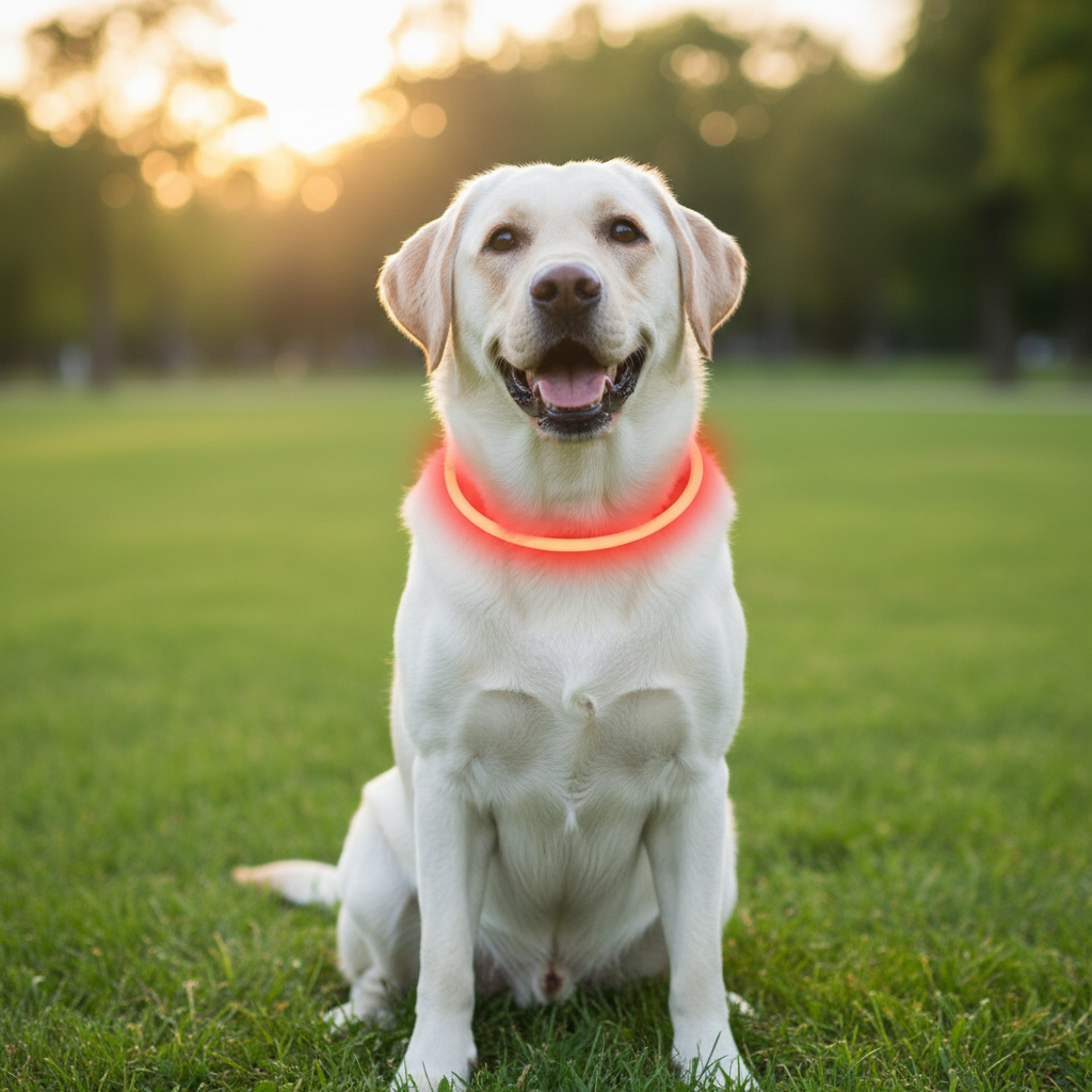 USB Rechargeable LED Dog Collar – Reflective Night Safety Black