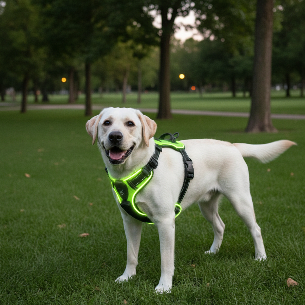 LED Glow Dog Harness – USB Rechargeable Reflective Night Vest