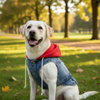 Denim Dog Jacket Set – Blue Hoodie with Gray Cap for Small Dogs