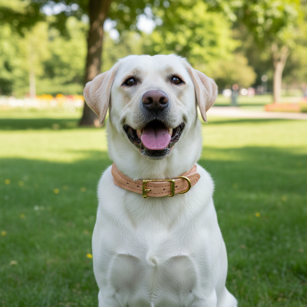 Real Leather Dog Collar with Hemp Rope & Copper Buckle – Adjustable Fit