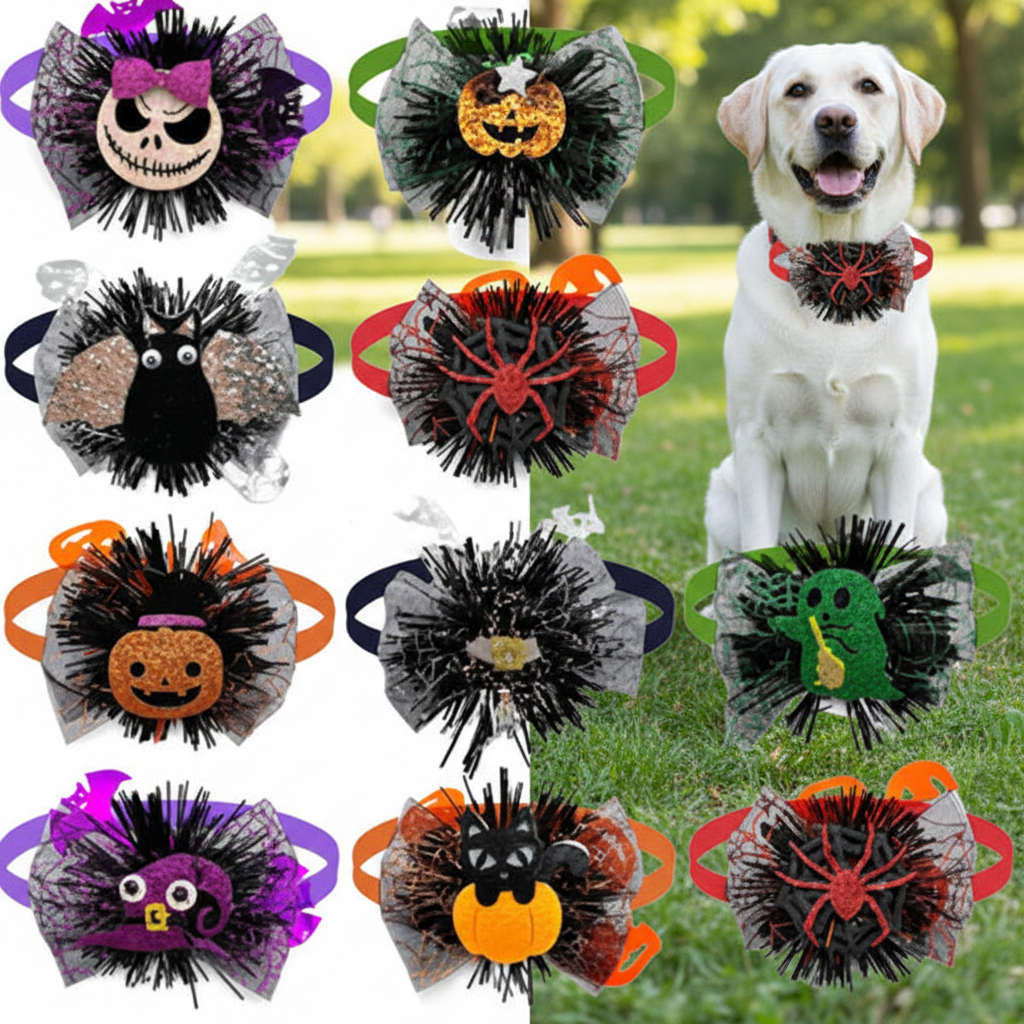 Halloween Dog Bow Ties Bulk Pack – 30 or 50 Pc Small Dog Set