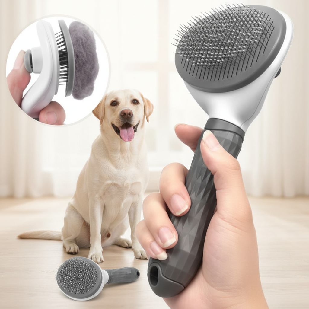 Stainless Steel Dog Brush – Pet Hair Remover & Grooming Comb
