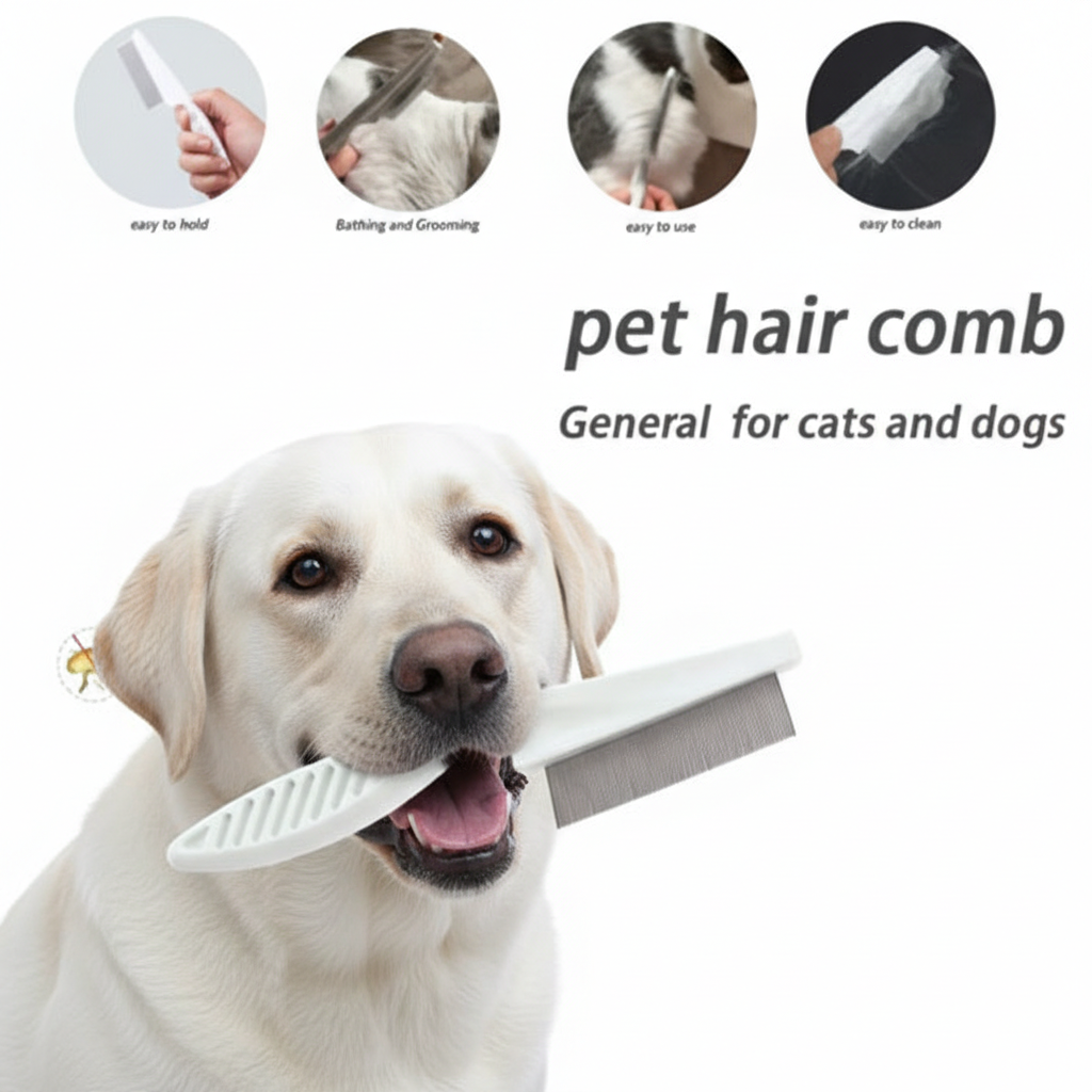 Moonbiffy Dog Grooming Flea Comb – Stainless Steel Hair Brush & Gentle Massage Tool