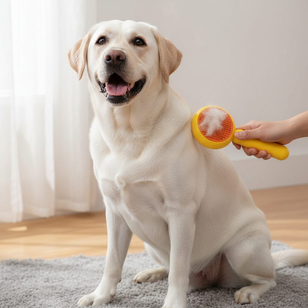 Duck Design Self-Cleaning Dog Brush – Gentle Detangling & Massage Comb