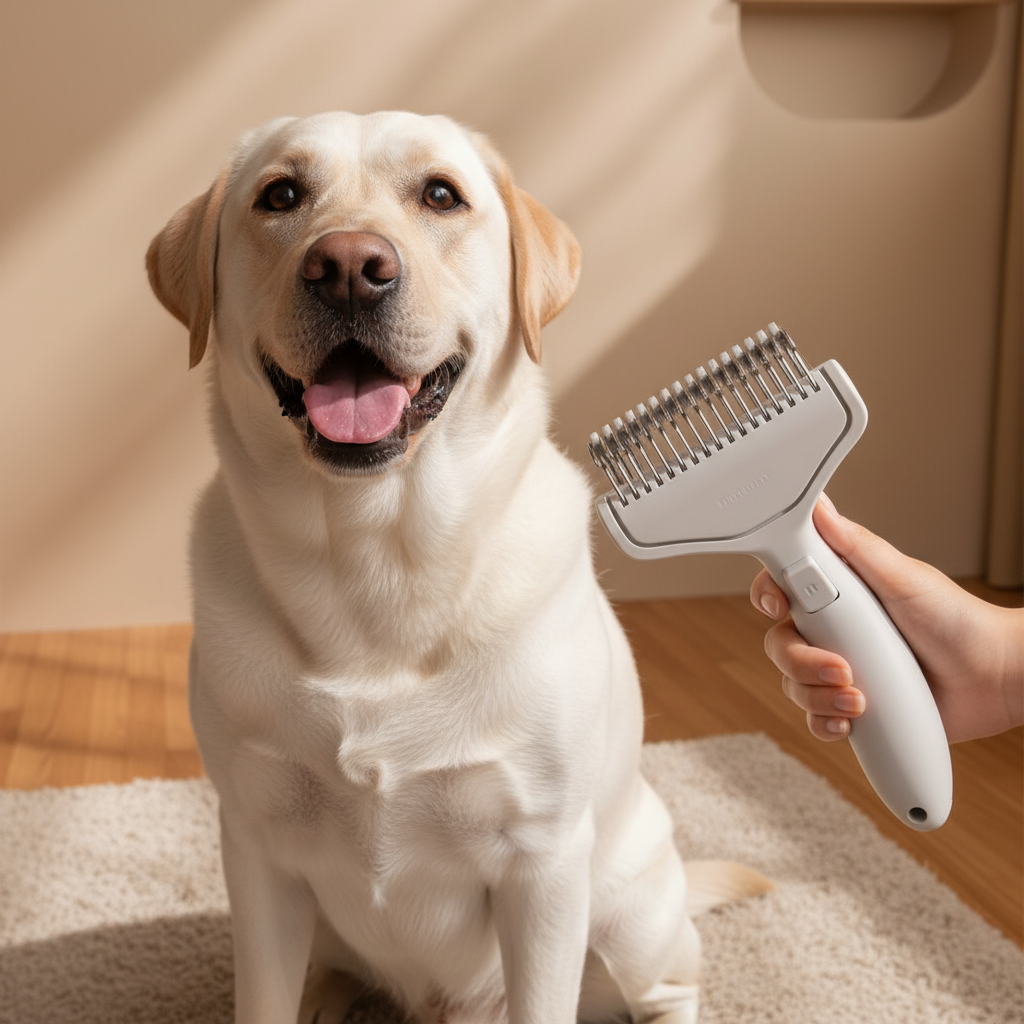 Floating Stainless Steel Dog Brush - Curved Undercoat Grooming Comb