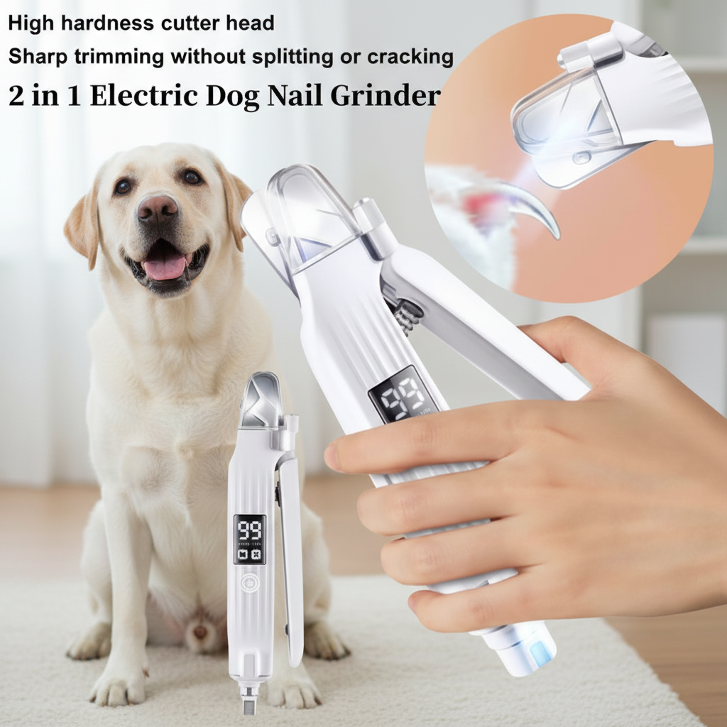 2-in-1 Dog Nail Trimmer & Grinder with LED Lights for Small to Large Dogs