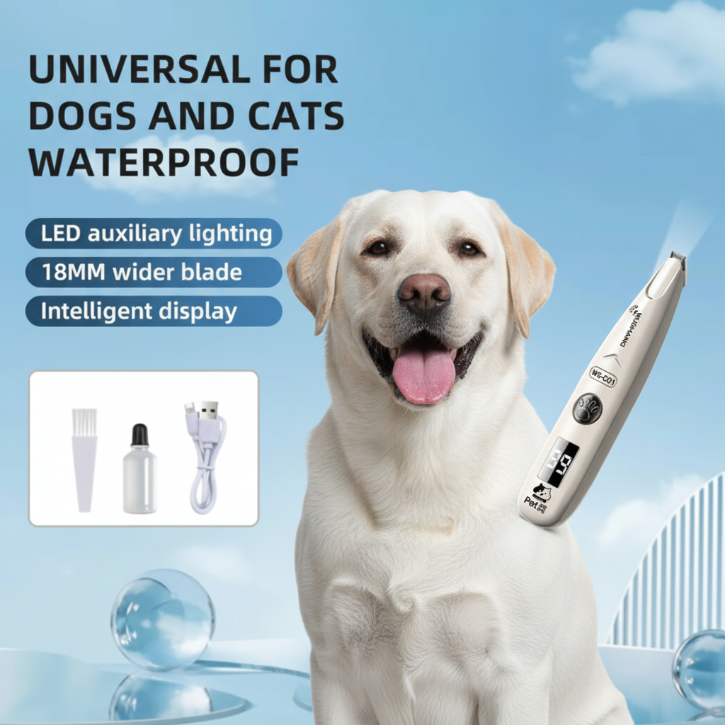 Dog Grooming Trimmer with LED Light for Face, Paws, and Ears