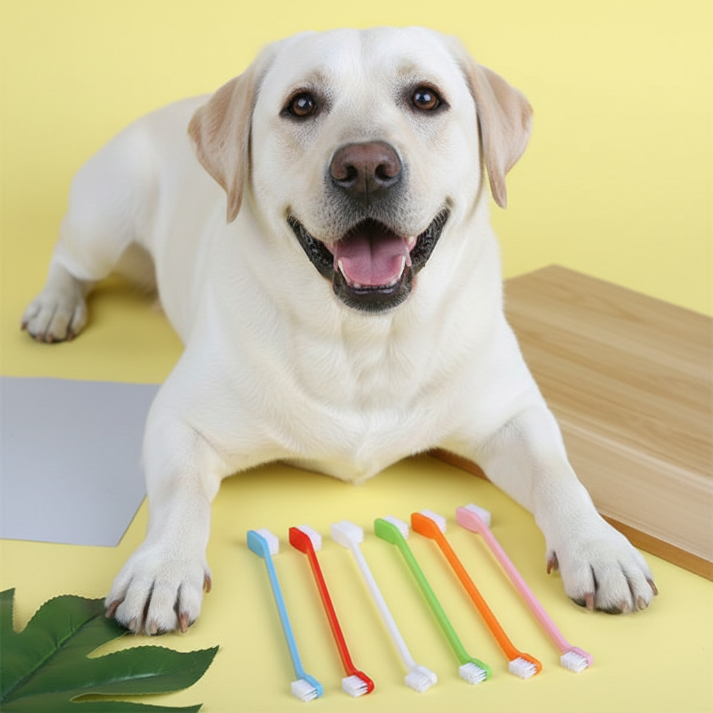 Double Head Dog Toothbrush – Multi-Angle Nylon Bristle Cleaner