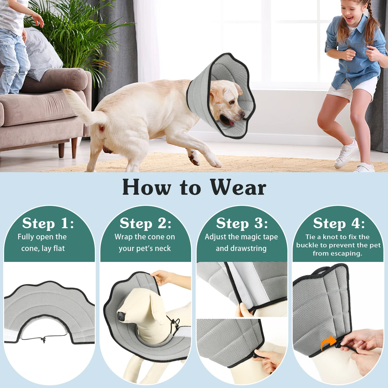 Dog Recovery Cone – Soft Mesh Breathable Collar
