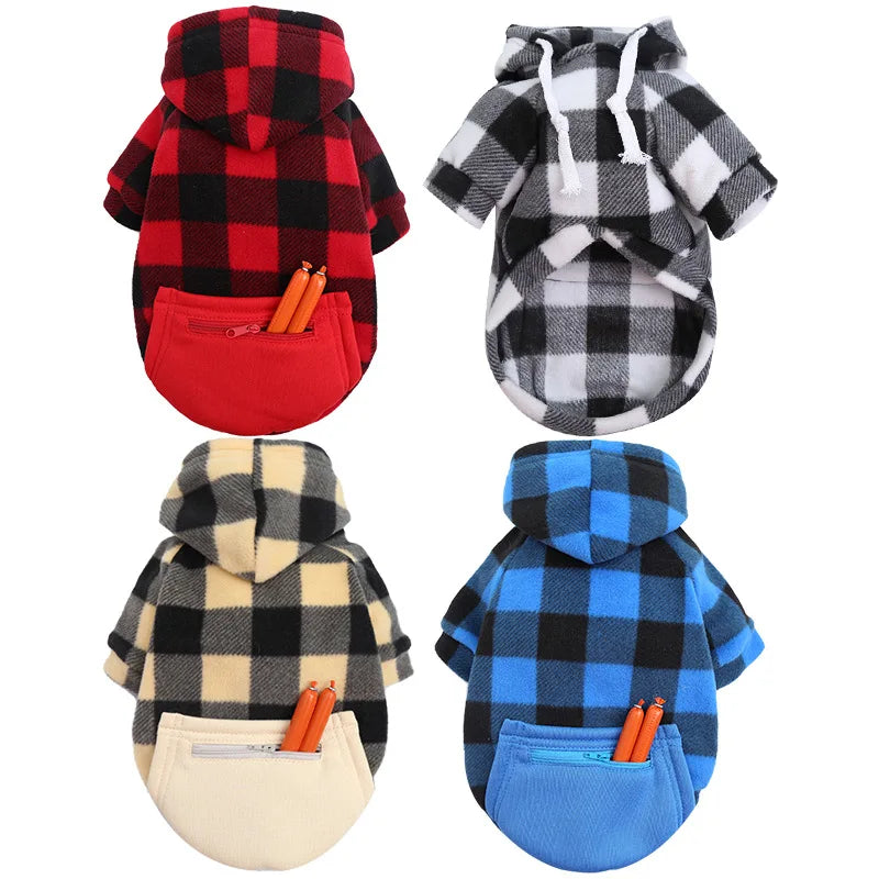 Reversible Plaid Dog Winter Coat – Fleece Lined Warm Jacket