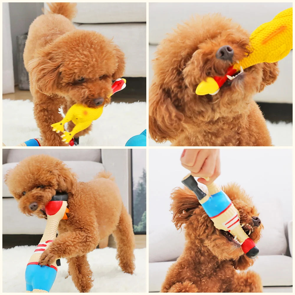 Screaming Rubber Chicken Dog Toy – Super Durable Squeaky for Fetch & Chew