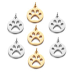 Paw Print & Bone Charm Pendants – Stainless Steel DIY Set (5 Pcs Gold)