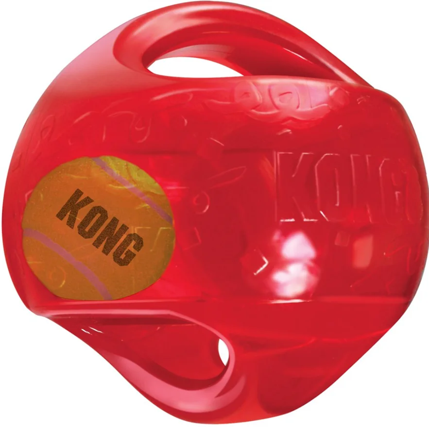 KONG Jumbler Dog Toy – Interactive Squeaky Ball with Handle (M/L)