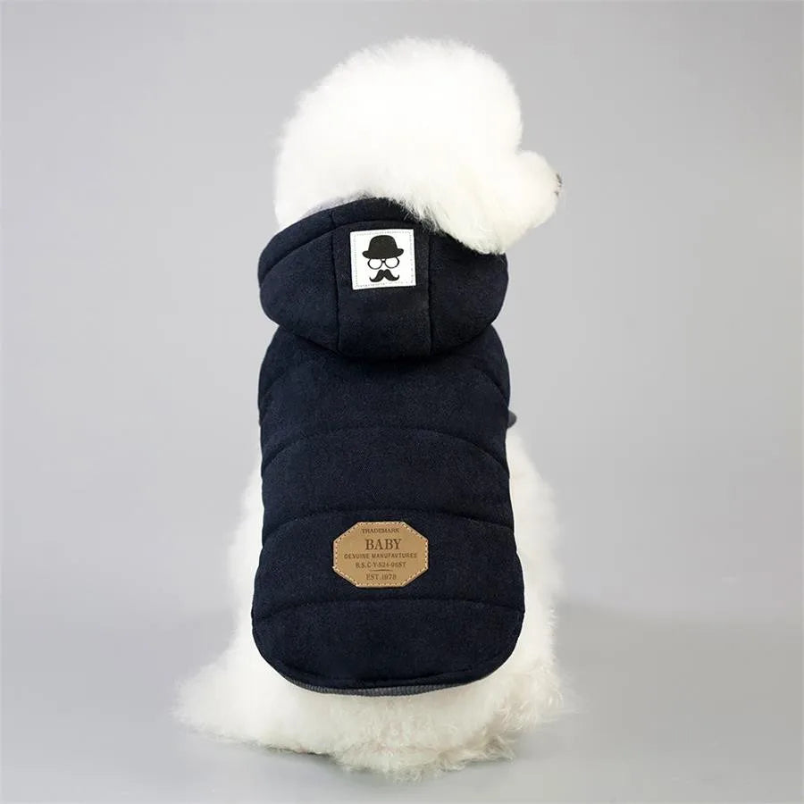Brother Dog Cotton Winter Hooded Jacket – Warm Coat for Small Dogs