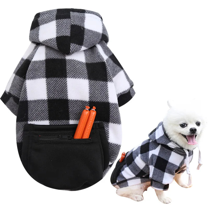 Reversible Plaid Dog Winter Coat – Fleece Lined Warm Jacket
