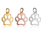 Paw Print & Bone Charm Pendants – Stainless Steel DIY Set (5 Pcs Gold)