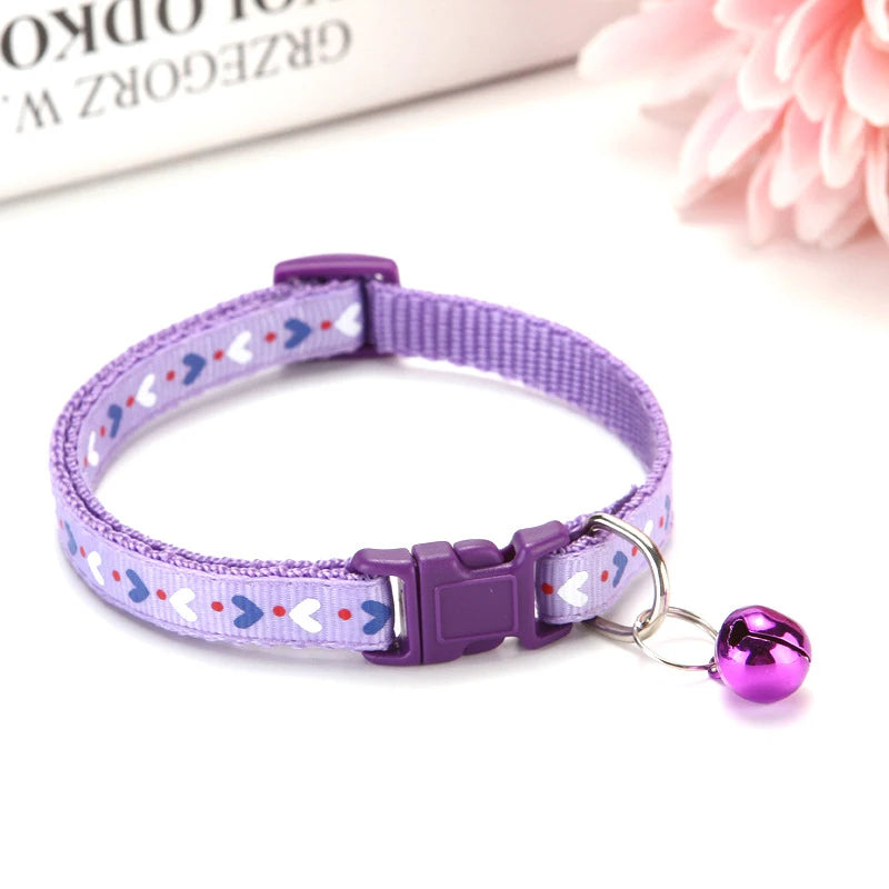 Adjustable Nylon Pet Collar with Bell – 19–32 cm Quick-Release Safety Collar for Dogs