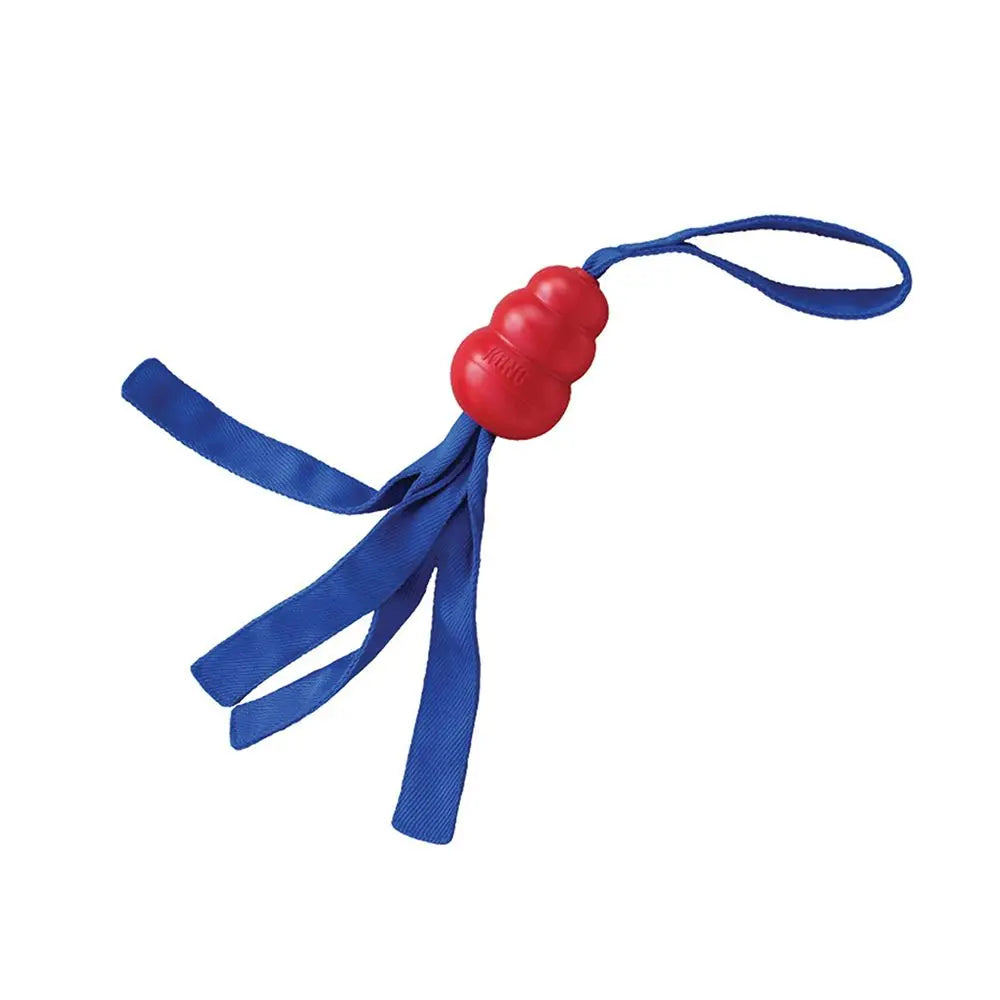 KONG Classic Tails Dog Toy – Tug & Toss Squeaky Toy with Nylon Tails