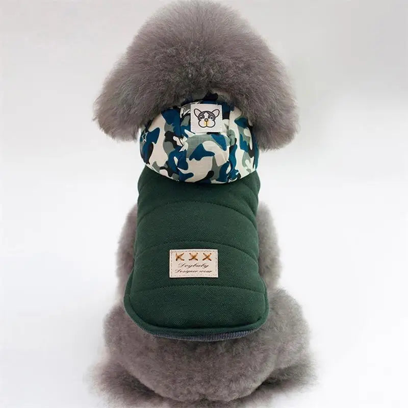 Brother Dog Cotton Winter Hooded Jacket – Warm Coat for Small Dogs